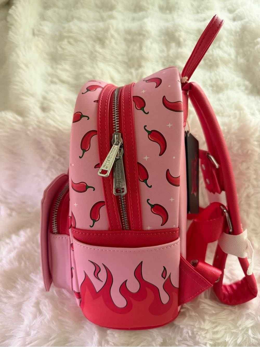 Loungefly Pink Chili Pepper 'Spicy Book Club' Kids Mini Backpack - Picture 2 of 5